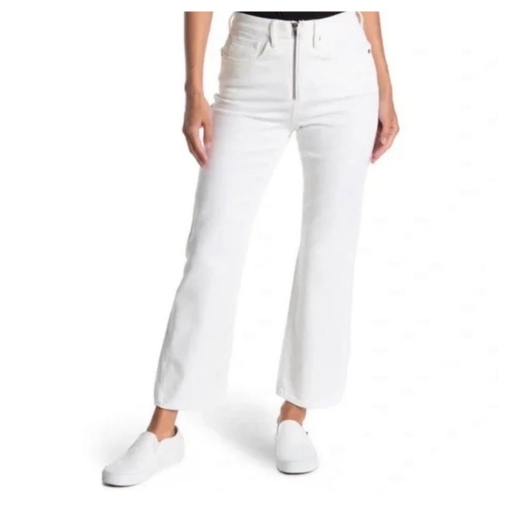 Good American Good Vintage White High Rise Straight Leg Zipper Jeans 10/30